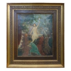 19th Century French Framed Impressionist Oil on Canvas