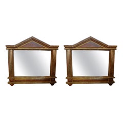 Antique Pair of Italian Mirrors, Neoclassical Style Painted and Giltwood