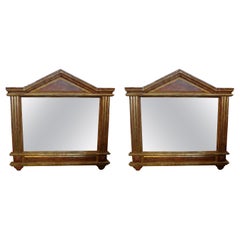 Paar italienische Spiegel, neoklassizistisch bemalt und aus Giltwood