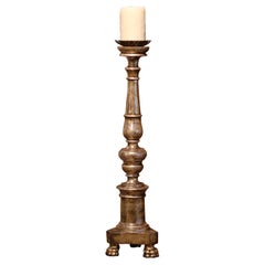 Mid-19th Century Italian Carved Silver and Gilt Candle Holder