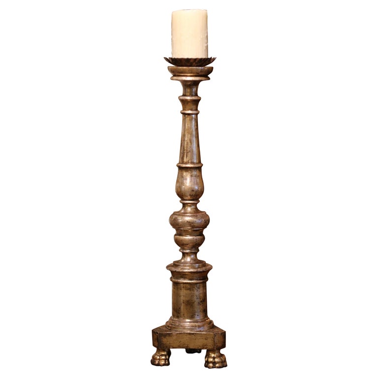 Mid-19th Century Italian Carved Silver and Gilt Candle Holder For Sale ...