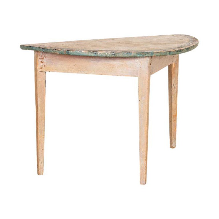 Antique Original Painted Demi Lune Side Table from Sweden at 1stDibs
