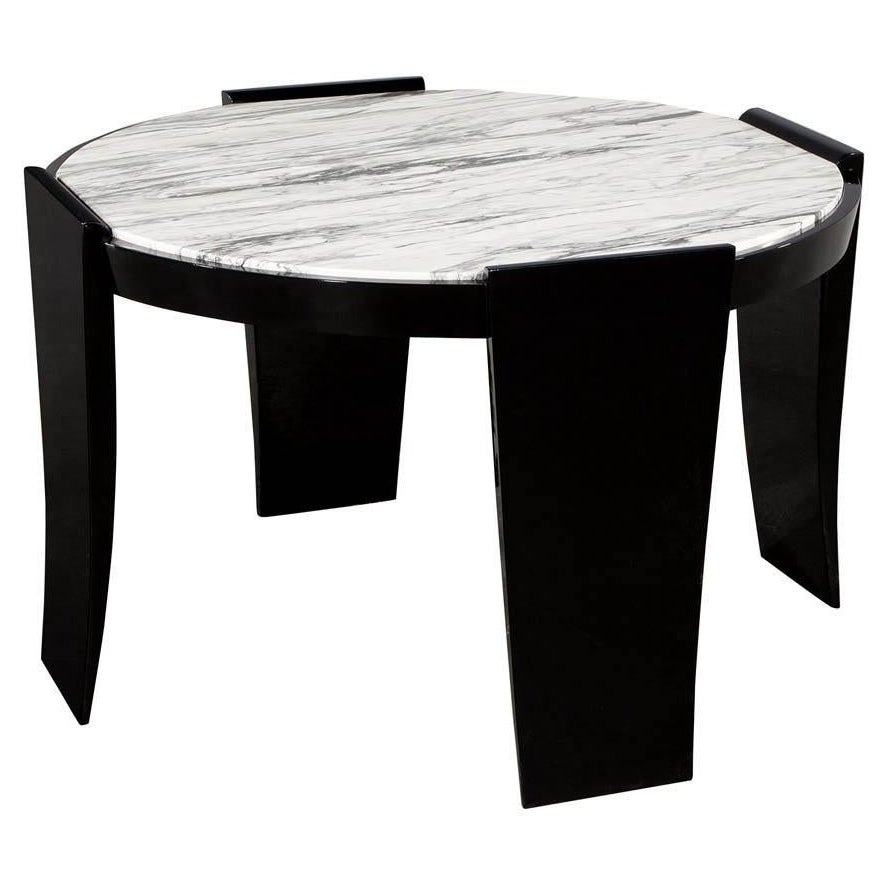 Modern Round Marble Top Foyer Table For Sale