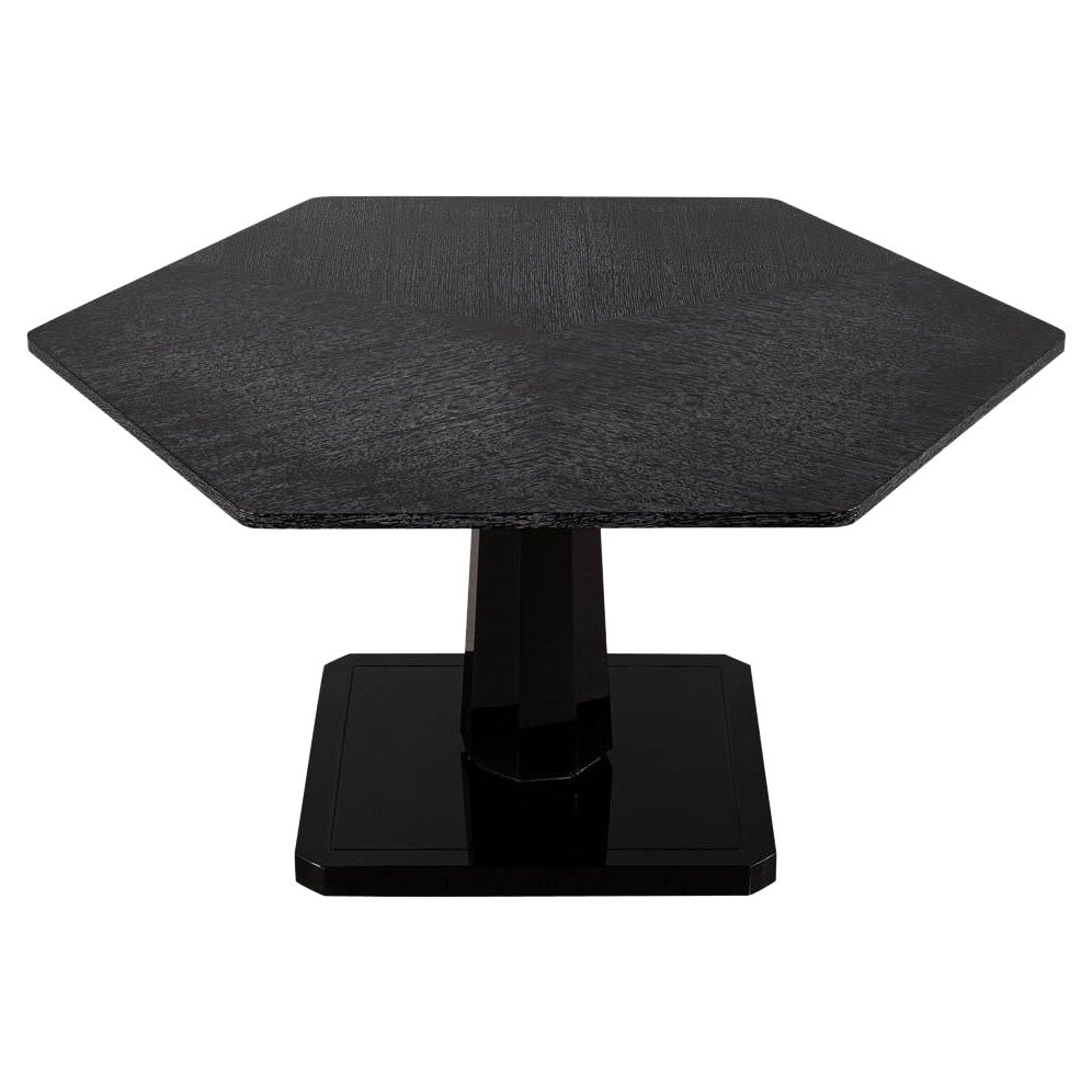 Modern Cerused Oak Black Lacquer Foyer Table For Sale
