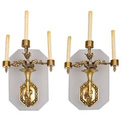Pair of 19th Century Three-Arm Brass Sconces 1