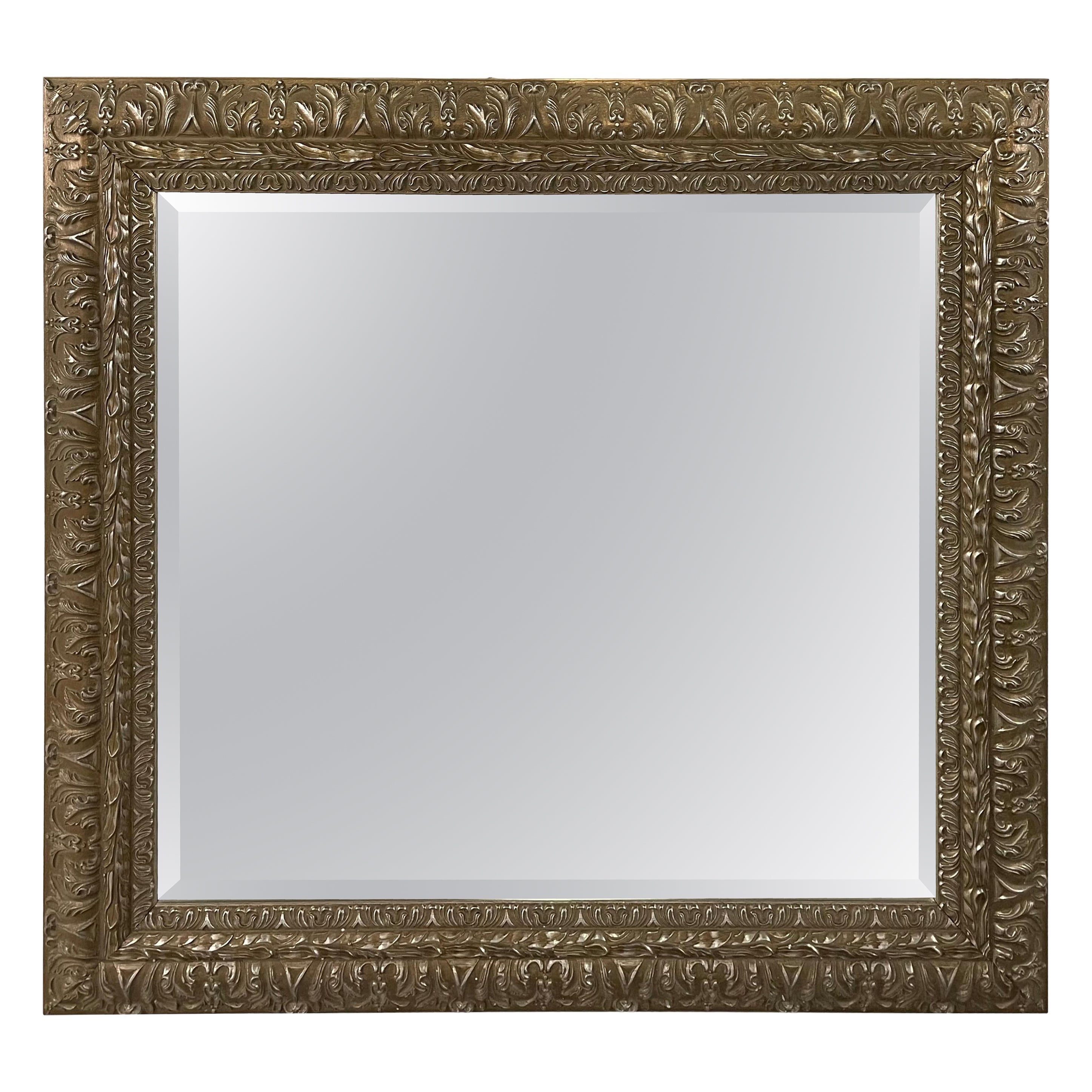 French Regency Style Mirror in Silver/Champagne Tone with Beveled Glass For Sale