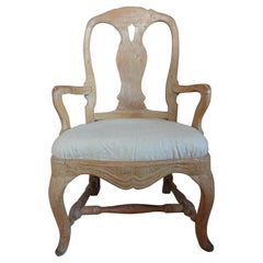 18th Century Swedish Rococo Arm Chair with Original Paint