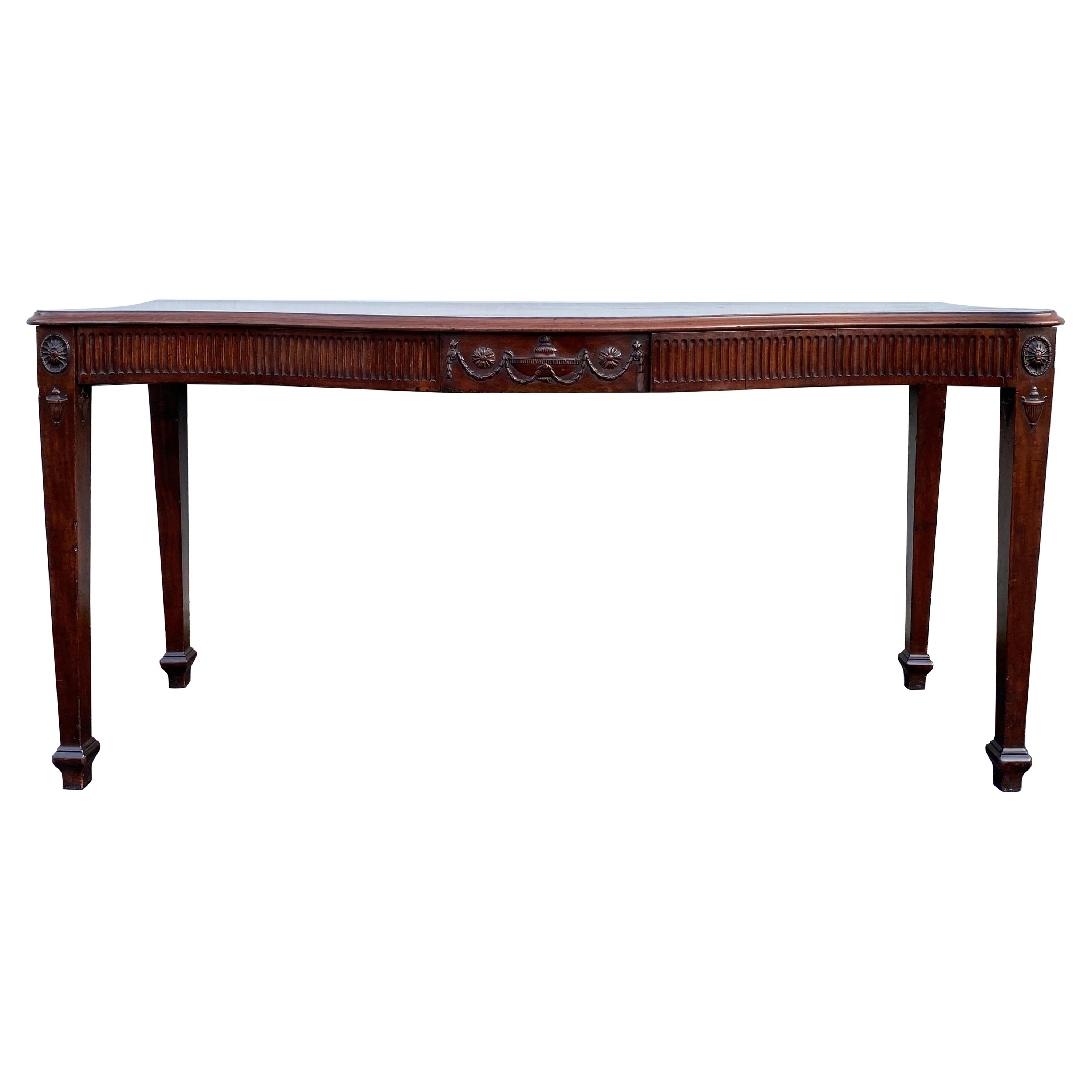 Georgian Mahogany Serpentine Two Drawer Sideboard, Serving or Console Table