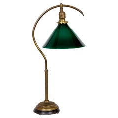 Lampe de bureau à col d'oie en émeraude du début du 20e siècle