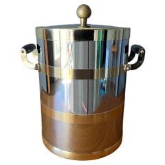 Vintage Chrome and Brass Ice Bucket by Kraftware, circa 1970s