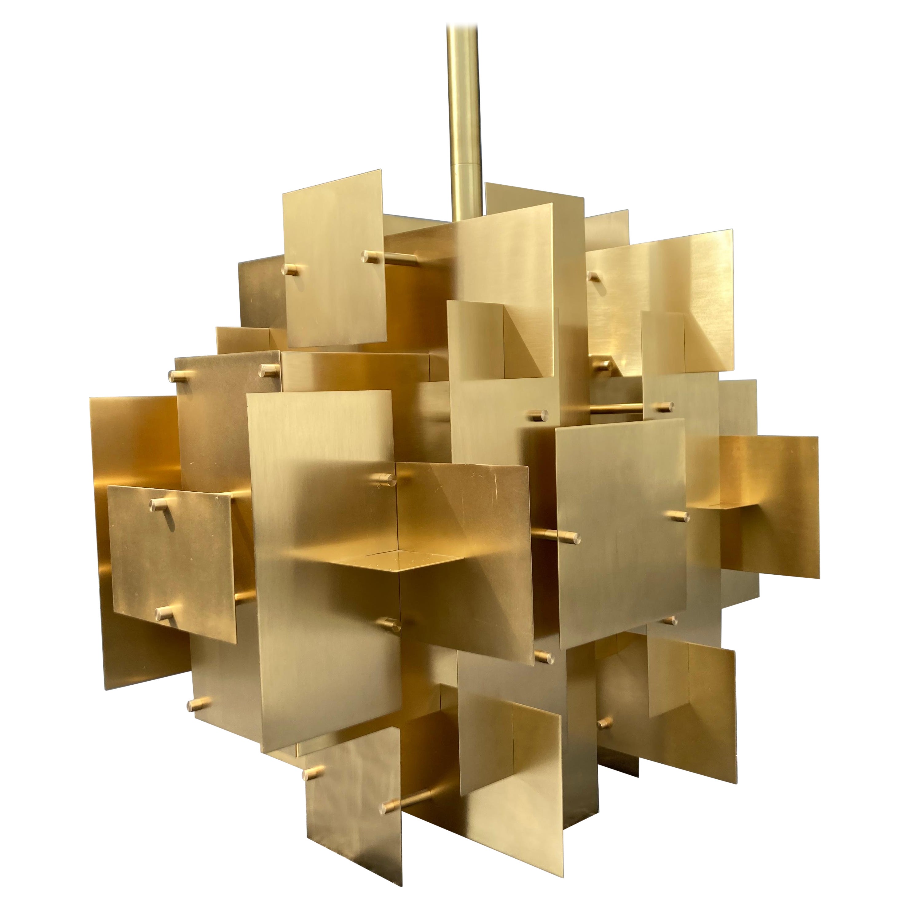 Puzzle-Kronleuchter aus Messing, moderner Stil der Mitte des Jahrhunderts