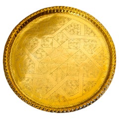 Antique Moroccan Metal Brass Decorative Moorish Tray