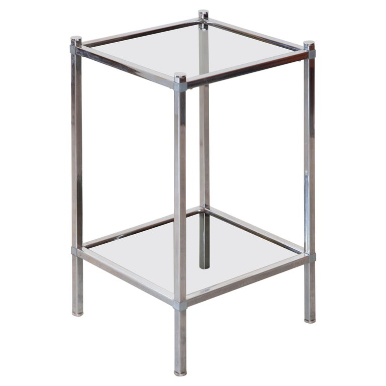 Modernist Square Chrome Art Deco Side Table For Sale at 1stDibs