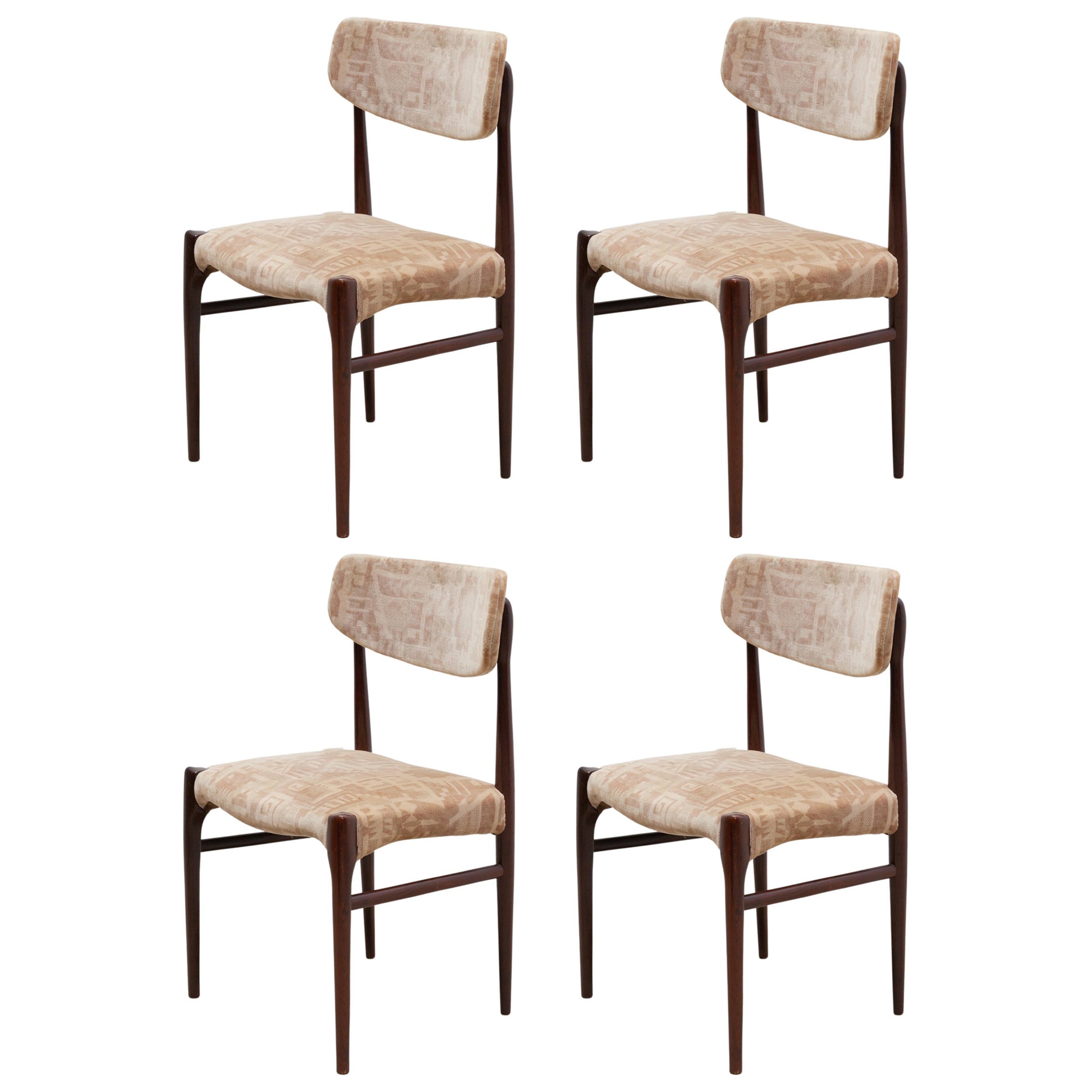 Set of Four Sculptural Dining Chairs, Denmark, 1950s
