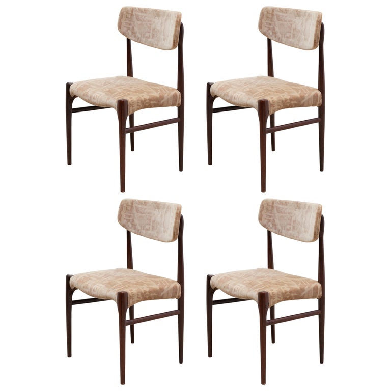 Set of Four Sculptural Dining Chairs, Denmark, 1950s For Sale