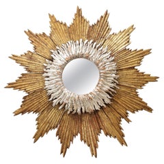 Antique Spanish Starburst Mirror with Silver & Gold