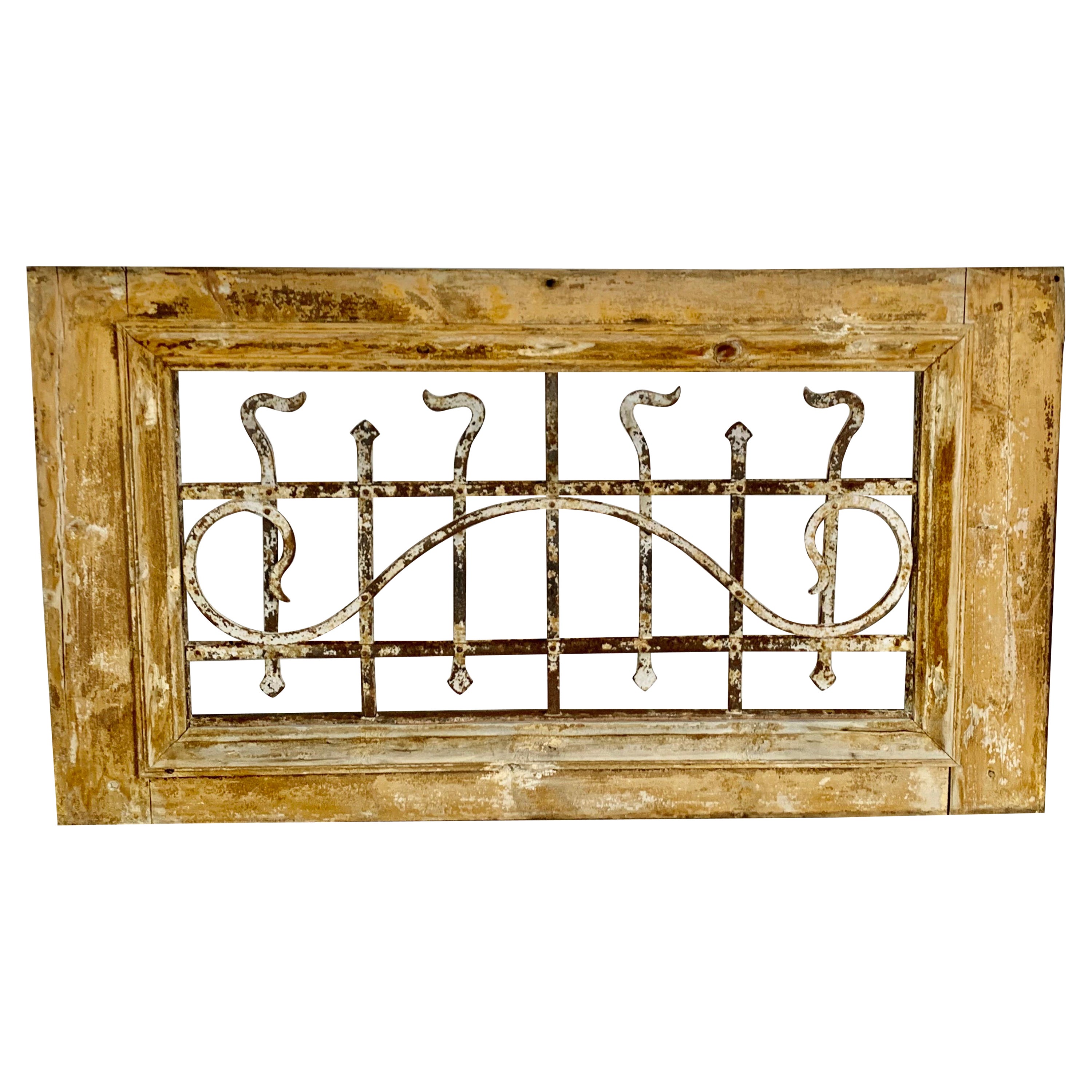 19th C. Wood and Wrought Iron Panel For Sale