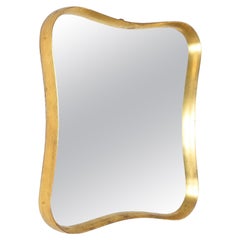 Miroir classique en forme de feuille d'or, milieu du siècle dernier, France