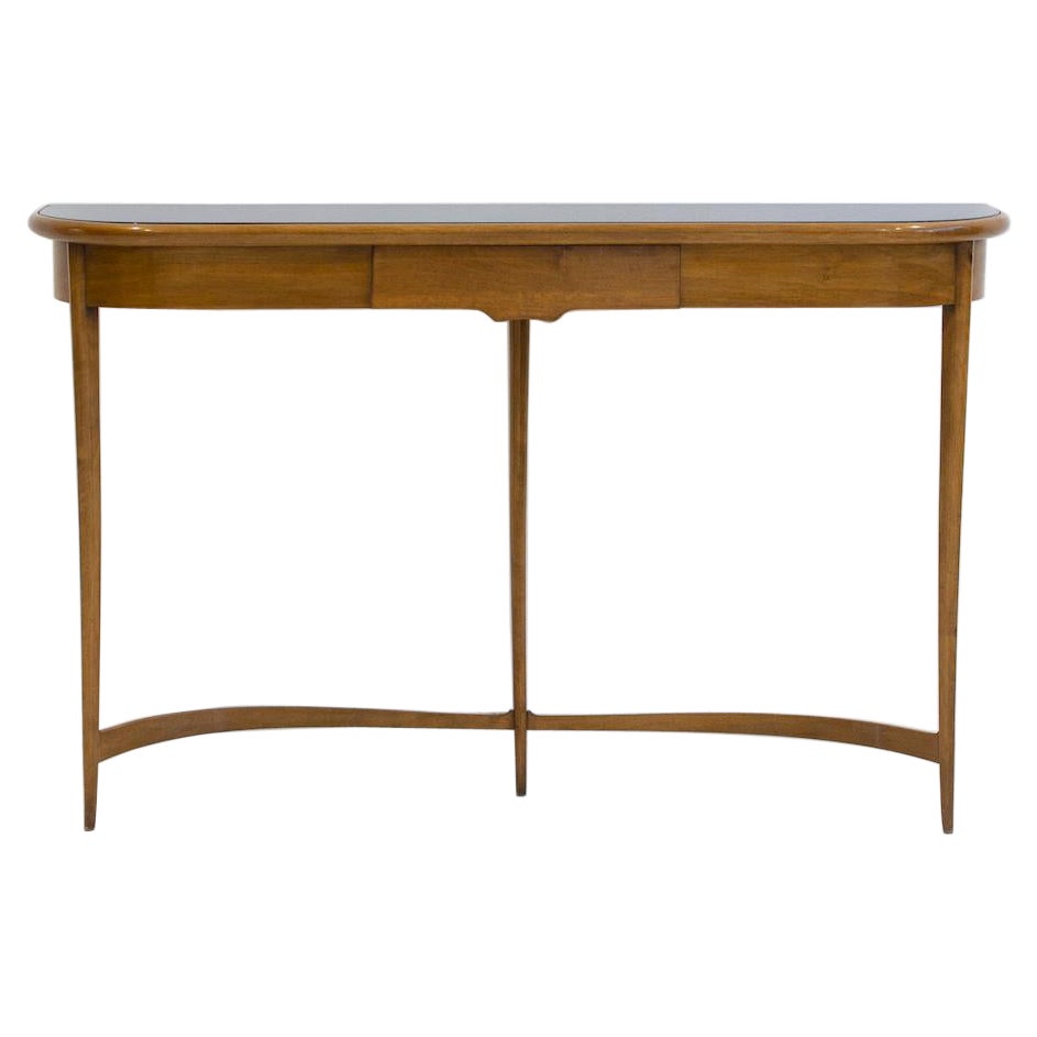 Walnut Console Table with Glass Top by Carlo Enrico Rava