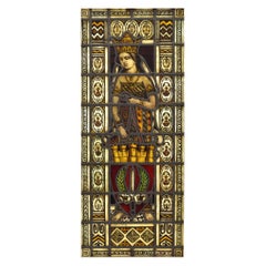 Antique Leaded-Glass Window Picturing The Queen of the East, ca. 1899