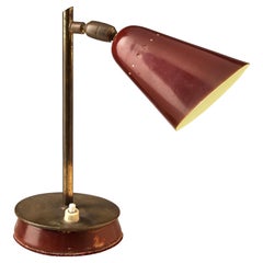 Small Italian Table Lamp in Brass and Red