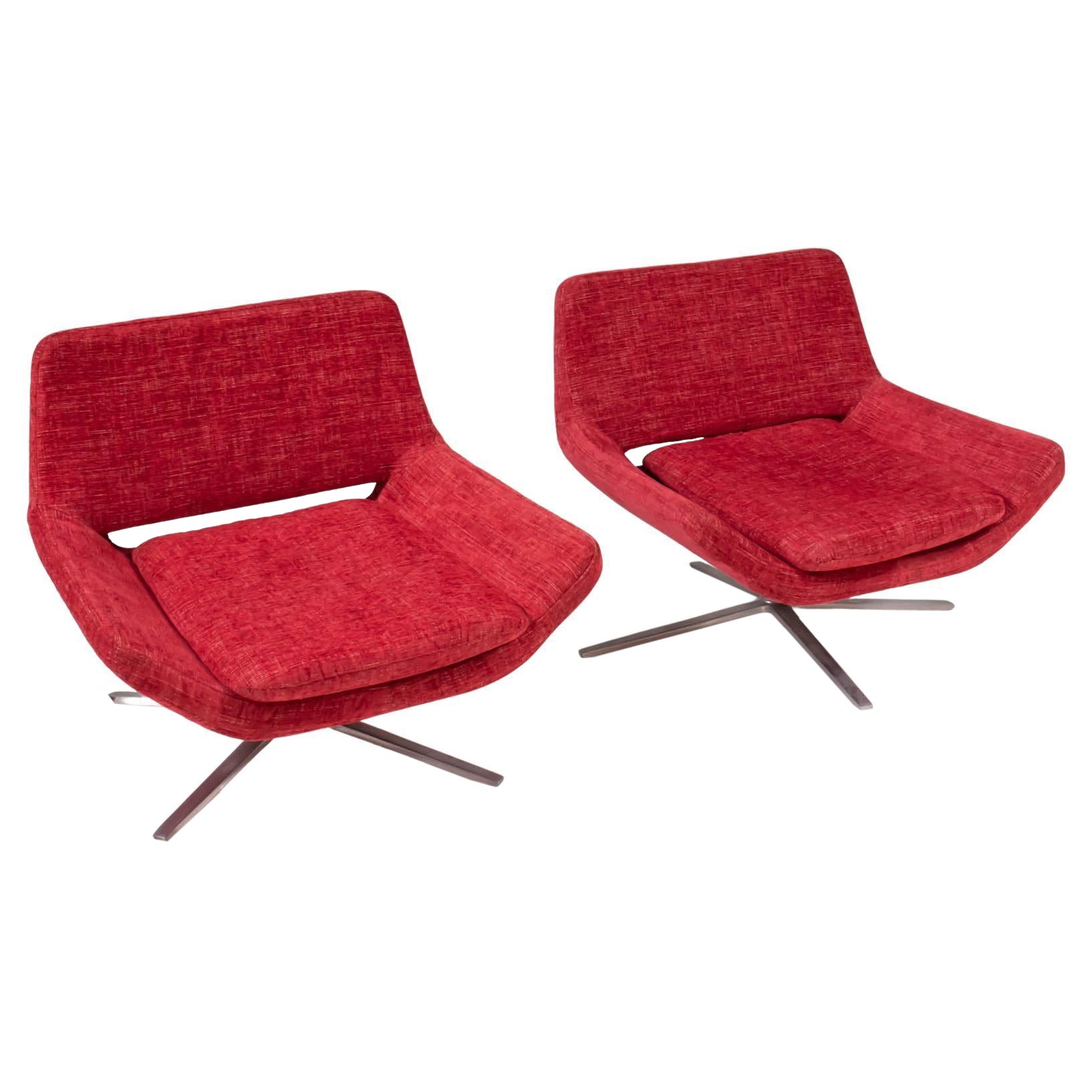 Pair of Metropolitan Red Armchairs by Jeffrey Bernett for B&B Italia
