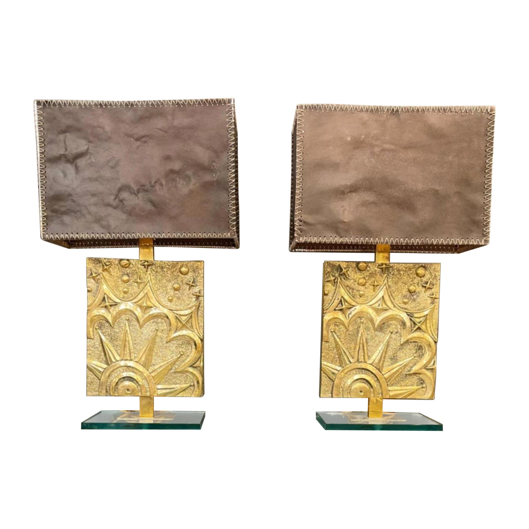 Paar italienische Tischlampen aus Bronze, ca. 1980er Jahre