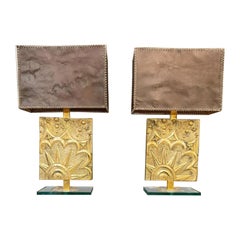 Vintage Pair of Italian Table Lamps in Bronze, circa 1980s