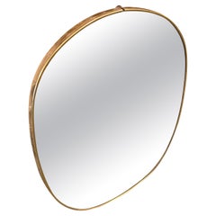 1950s Giò Ponti style Mid-Century Modern Brass Italian Oval Wall Mirror