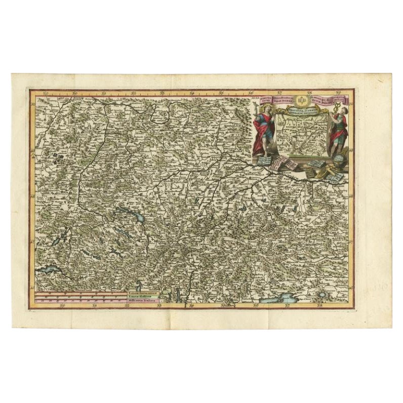 Very Detailed Antique Map of the Jesuit Province of Bavaria, Germany, c.1700