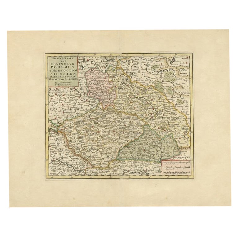 Antique Map of Bohemia in the Present-Day Chech Repubic, 1730