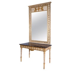 Giltwood and Lacquer Louis XVI Console Table with Mirror
