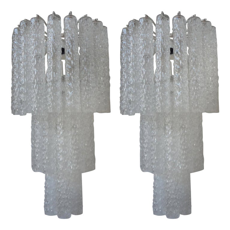 Pair of Toni Zuccheri for Venini Murano Glass Sconces For Sale
