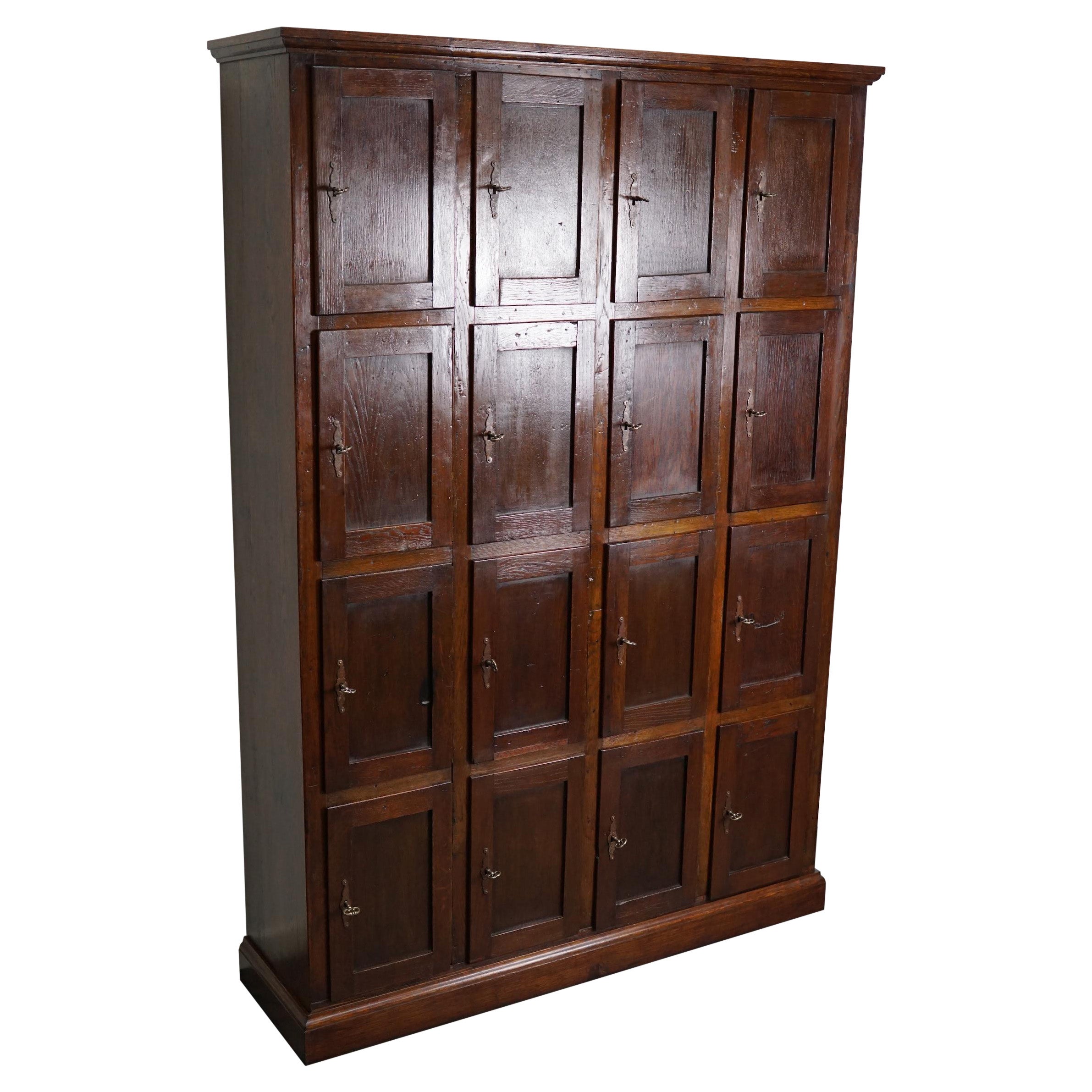 Antique Dutch Oak Locker Cabinet / Post Office, 1920s