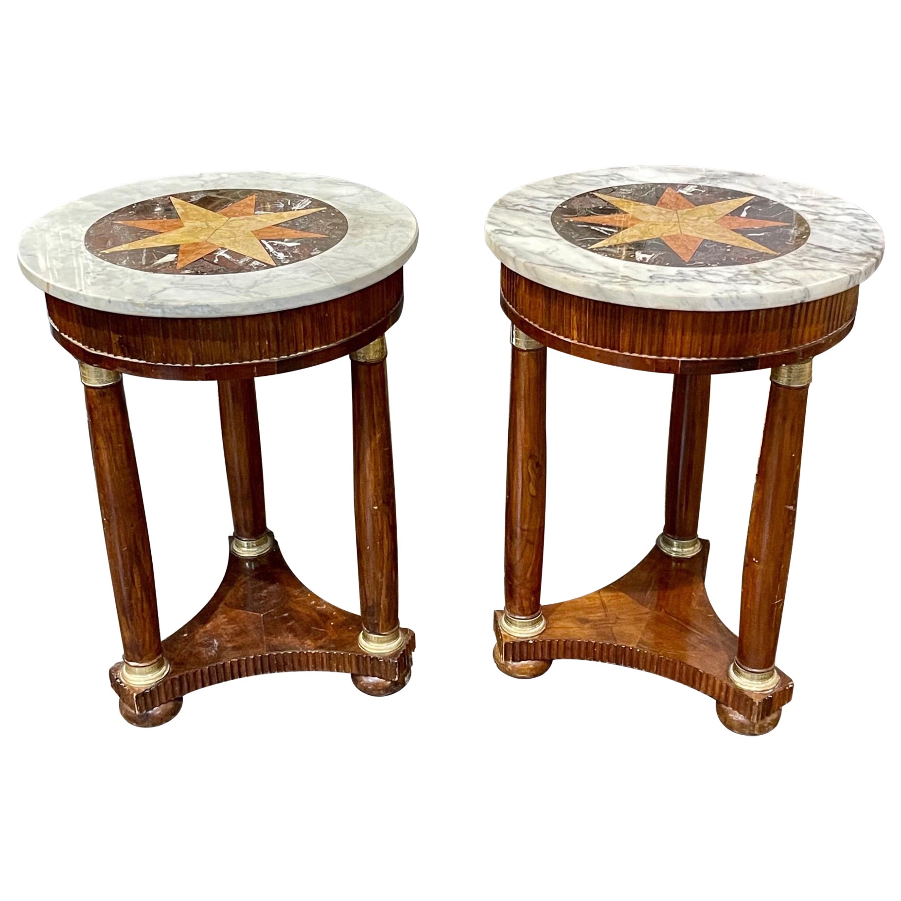 Pair of 19th Century Italian Empire Style Walnut Side Tables