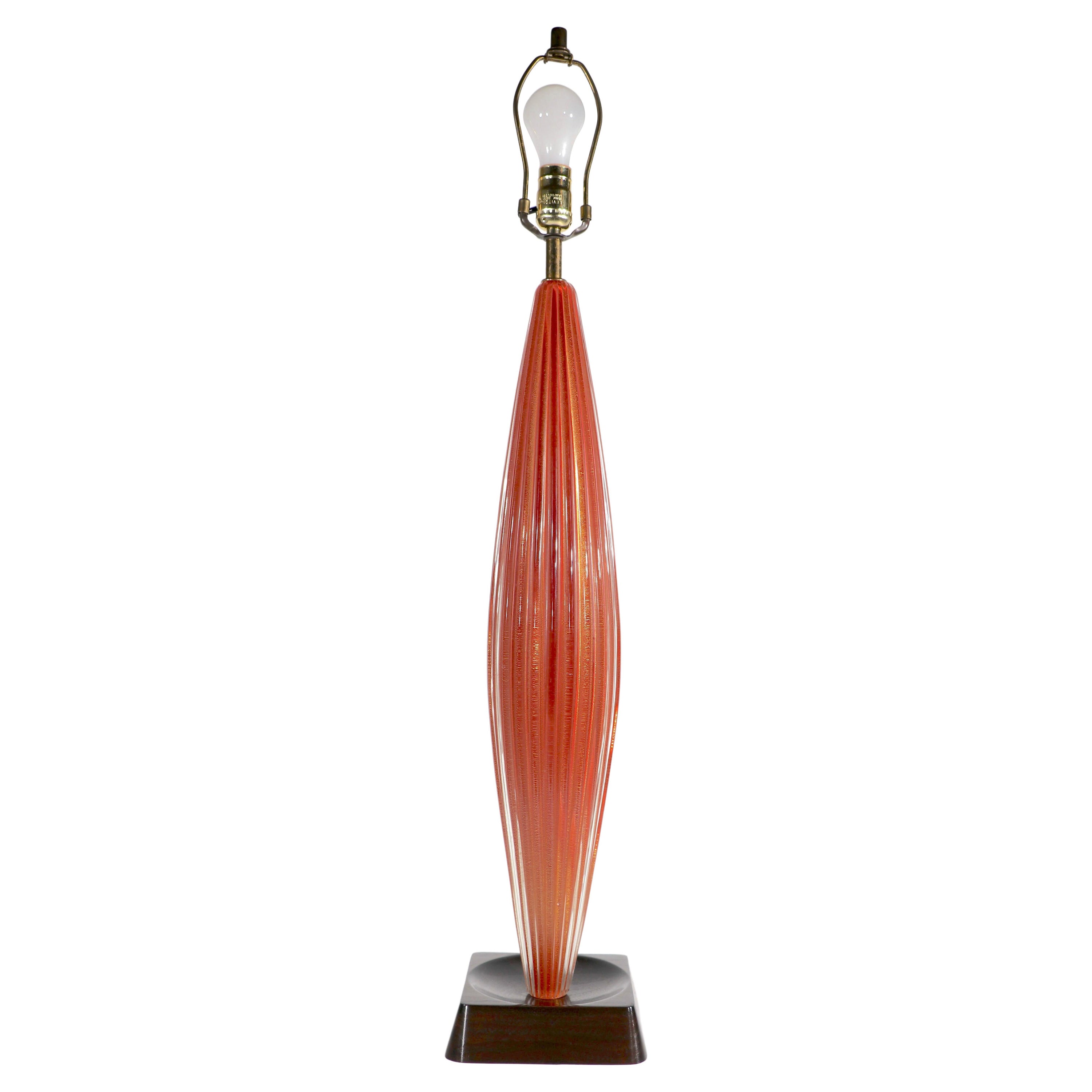 Large Tapered Channeled  Murano Art Glass Table Lamp by Seguso