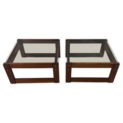 Rosewood and Smoked Glass Side Tables by Percival Lafer, a Pair
