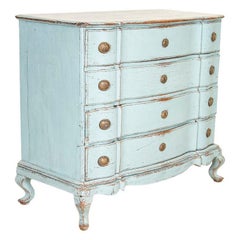 Large Antique Oak Chest of Drawers with Blue Painted Finish, Sweden