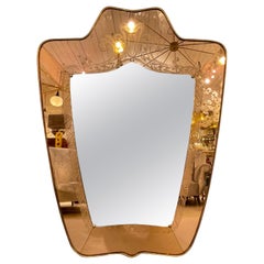 Large Etched Glass Mirror by Pietro Chiesa for Fontana Arte