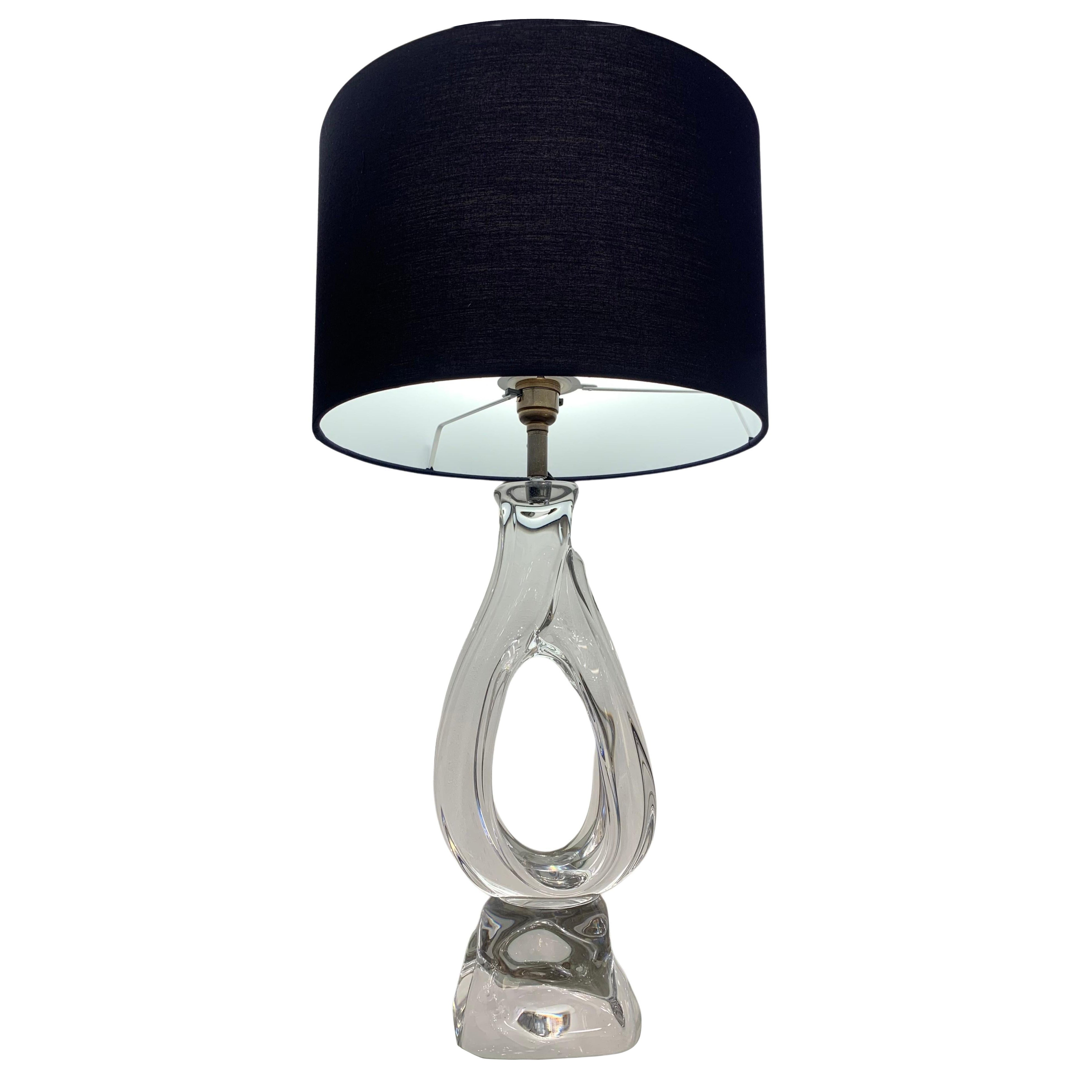 Lampada da tavolo in vetro cristallo Daum vintage anni '60, Lynx Model 73, firmata