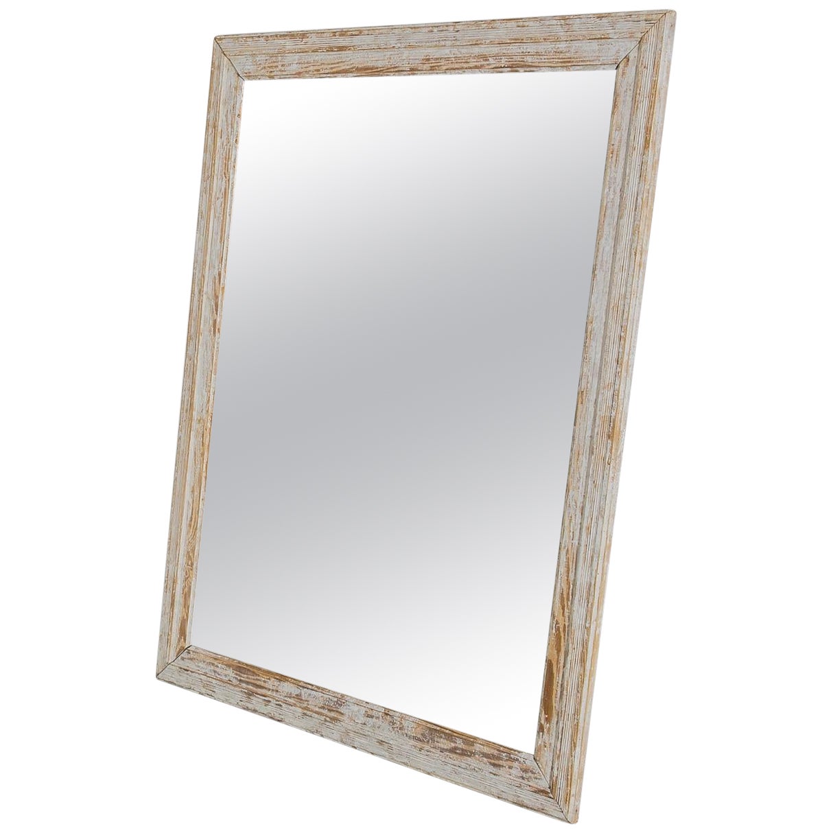 1920s French White Patinated Wood Mirror For Sale