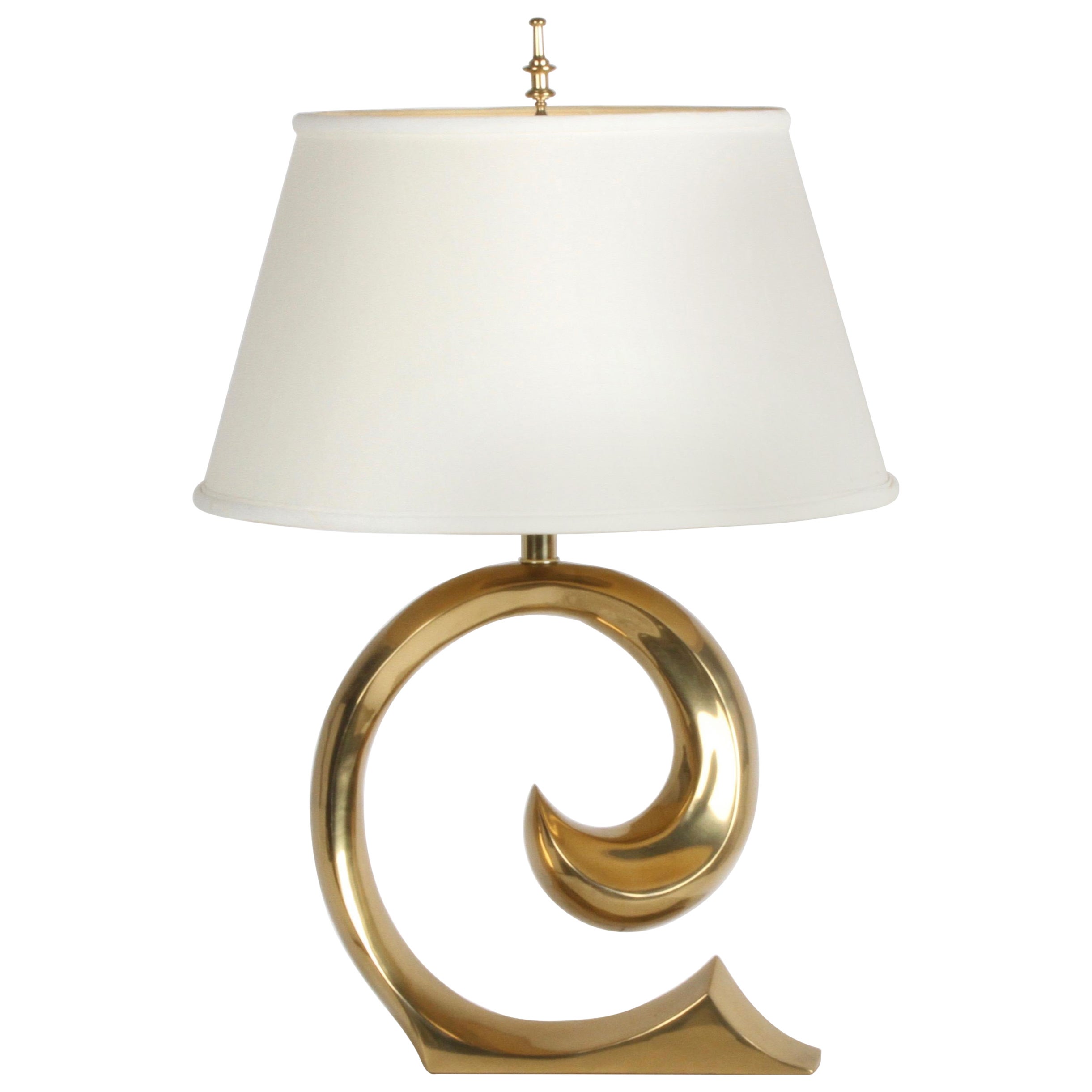 1970s Pierre Cardin Style Logo Brass Wave Table Lamp by Erwin-Lambeth