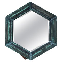 Hexagon Size Antique Copper Wall Mirror 