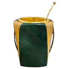 1960s Aldo Tura Mid-Century Modern Goatskin Wood and Brass Ice Bucket