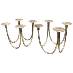 1970s Gio Ponti Style Modernist Four Lights Italian Candelabras