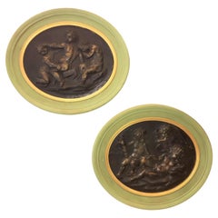 Large Pair of Putti or Cherub Wall Medallions or Plaques