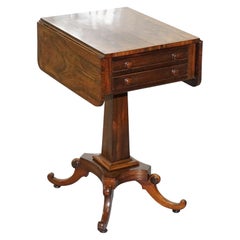 Stunning Regency Hardwood Work Table with Drop Leaves and Two Drawers