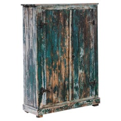 Rustic French Teal Patinated Cabinet