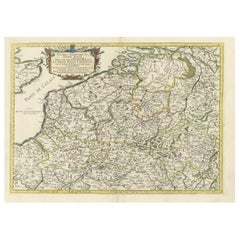 Carte ancienne de Belgique et d'entourages, 1692