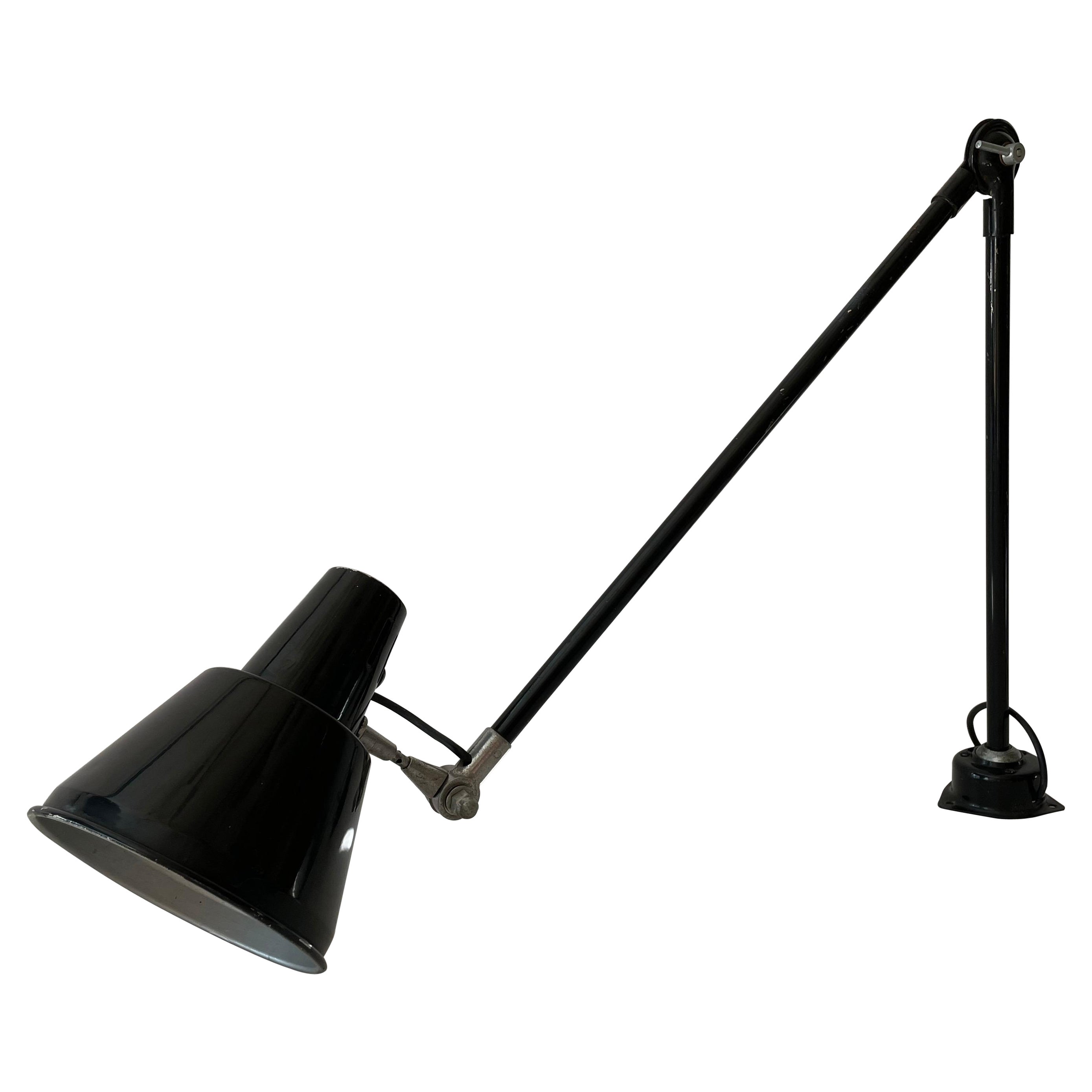 Industrial Black Metal Office Wall Lamp by Seminara Torino, 1930s, Italy For Sale
